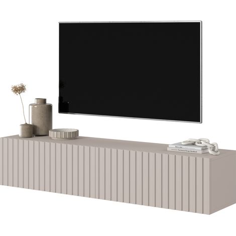 Selsey Telire TV-Lowboard hängend Graubeige Lamellenfronten 140 cm (1/5)