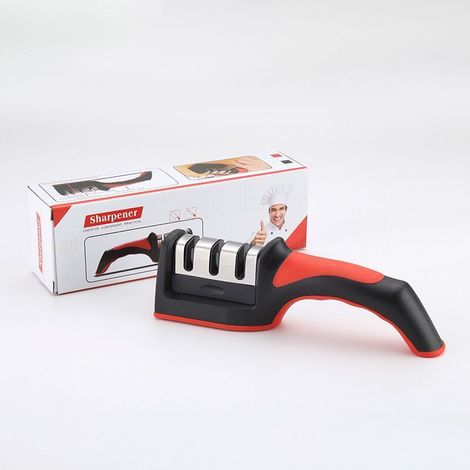 Küchenmesserschärfer – 4-in-1-Edelstahlschärfer – Ergonomisches und benutzerfreundliches Schärfset mit 4 Schärfschlitzen (1/4)