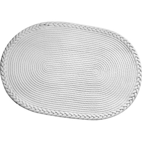 Tapis de chambre tissé à la main, tapis de chevet, tapis ovale pour bureau ou salon, tapis de sol blanc uni