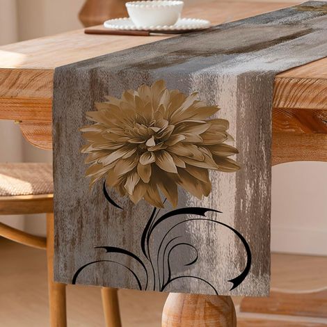Chemin de table en lin épais 33×183 cm gris
