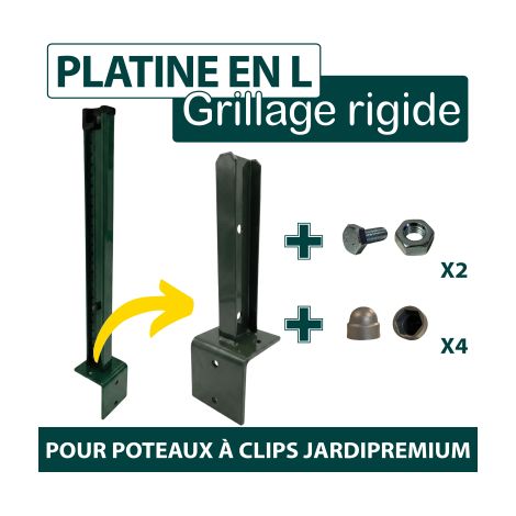 Platine en L Poteau à Clips Acier Vert - JARDIPREMIUM