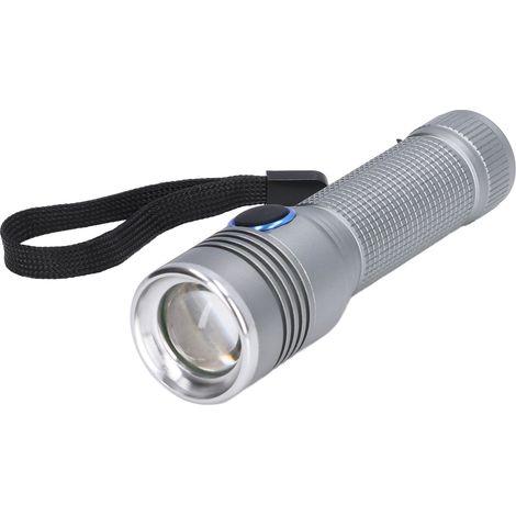 LED-Taschenlampe mit Teleskopzoom und Schutzfunktion, Gehäuse aus Aluminiumlegierung, 2000 Lumen, grau (1/5)