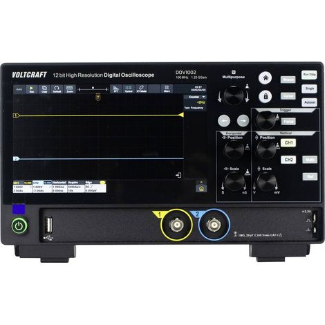 VOLTCRAFT DOV1002 Oscilloscopio digitale 100 MHz 2 canali 1.25 Gsa/s 50 Mpts 12 Bit Memoria digitale (DSO) 1 pz.