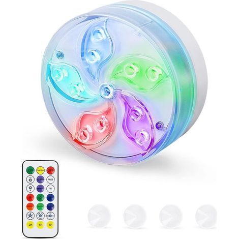 Eclairage Piscine LED, Lumière LED submersible étanche IP68, 11 Couleurs Sous-Marines Lumiere Piscine avec Télécommande, Utilisé pour LED Piscine Aquarium Baignoire Vase Décoration (1 PCS)