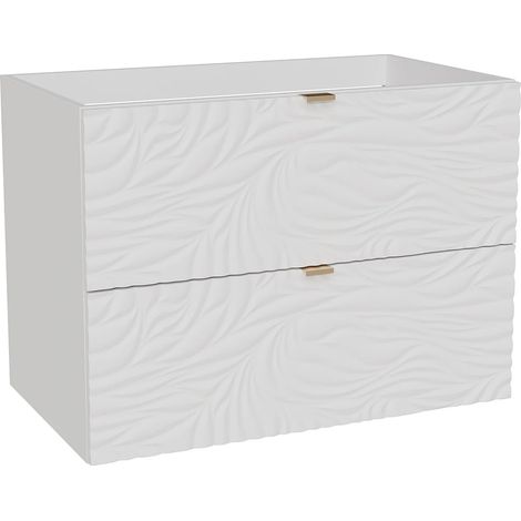 Meuble sous vasque suspendu texturé - Blanc - 80 cm - RINAREL (1/4)