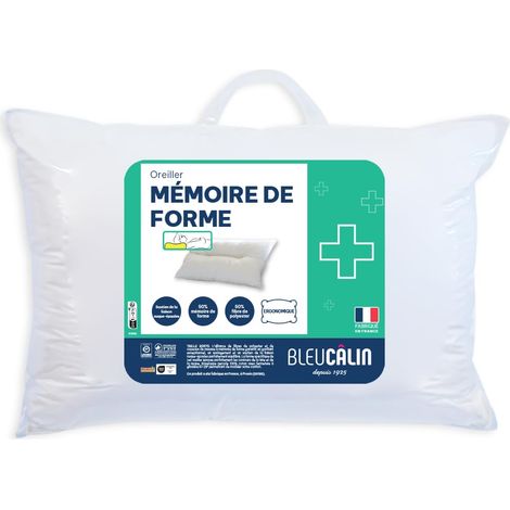 Oreiller Rectangulaire Ergonomique Mémoire de Forme, Barrettes mousse à mémoire de forme et fibre polyester, 50x70 cm (1/5)