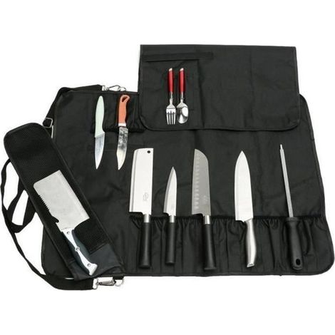 Trousse de Couteaux Chef Professionnel 17 Places avec Sacoche en Tissu Oxford EBB2E (1/4)