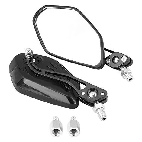 Paar Universal-Motorrad-Seitenspiegel, verstellbare Aluminium-Lenker-Rückspiegel, Flammenmuster, Roller-Motorrad, 10 mm, 8 mm (schwarz) (1/5)