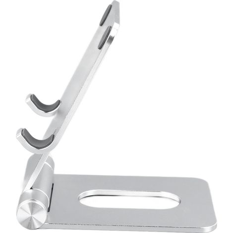 Support de téléphone portable pliable en alliage d'aluminium, support de bureau pliable argenté (1/5)