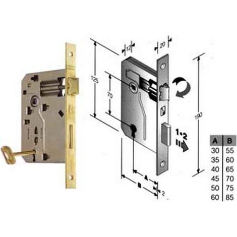 1PZ SERRATURA A BUSSOLA RIDOTTA DA INFILARE BORDO QUADRO OTTONATO - mm.45 bordo acciaio ottonato