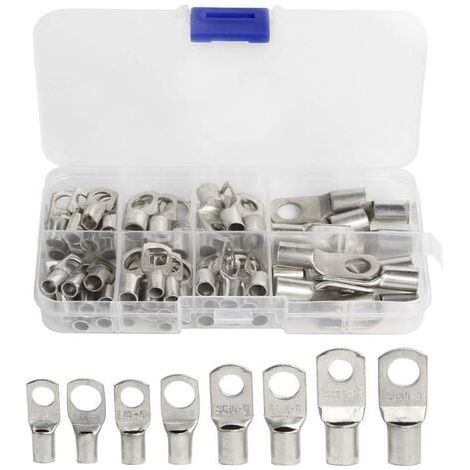 60 Pcs Cosses Électrique Trou boulon en Cuivre Étamé Connecteurs SC à sertir ou souder pour câbles de sections 6m㎡, 8m㎡, 10m㎡, 16m㎡ et 25m㎡