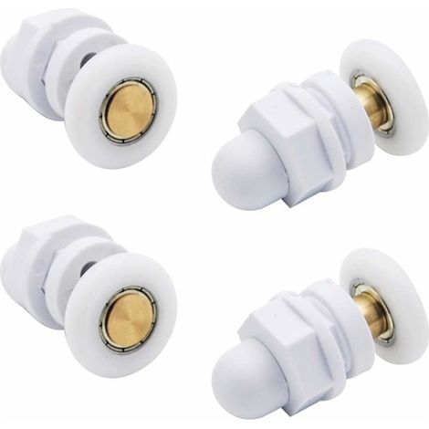 Roulettes de Douche Roue pour Porte de Douche Roulettes Coulissantes Rouleaux De Porte De Douche Laiton Cabine de Douche Porte a Roulette Roue de Porte Poulies Accessoire Matériel Outil 4PCS (1/4)