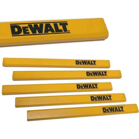 Dewalt Tradesmen HB Grade Flat Carpenters Pencils Yellow Dewalt Logo - 5 Pack (1/4)