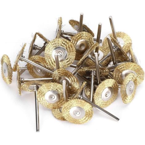 Juego de 30 piezas de cepillos metálicos, cepillos de acero con alambre de latón y discos de pulido, kit completo para herramientas rotativas Dremel (latón). (1/5)