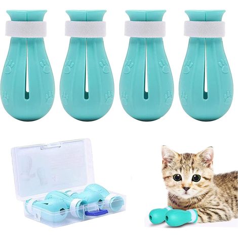 Chaussures Pour Chat - Protection Anti-rayures En Silicone Réglable - Pour Toilettage Bain Soins Vétérinaires - Lot De 4