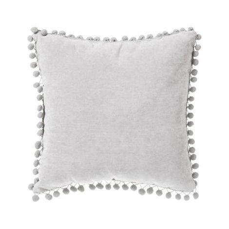 Coussin pompons 40 x 40 cm Atmosphera - Gris clair - Coussin 40 x 40 cm - Gris clair -