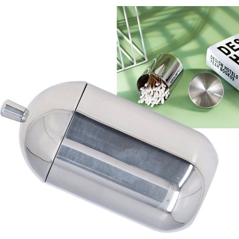 Wattestäbchenbox aus Edelstahl 304, luxuriöser Aufbewahrungsorganizer, Aufbewahrungsbehälter für Watte und Wattestäbchen mit Staubschutzdeckel, für Büro, Zuhause oder Badezimmer. (1/5)
