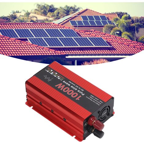Onduleur à onde sinusoïdale pure 1000 W, convertisseur CC 12 V vers CA 220 V, onduleur solaire et éolien pour véhicule, alimentation pour onduleur éolien, onduleur solaire extérieur pour véhicule (1/5)