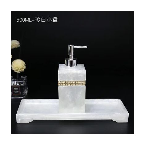 Ensemble de 2 pièces : Flacon de gel douche/savon/flacon de lotion/porte-brosse à dents orné de strass européens (400-500 ml), accessoires de salle de bain. (1/5)
