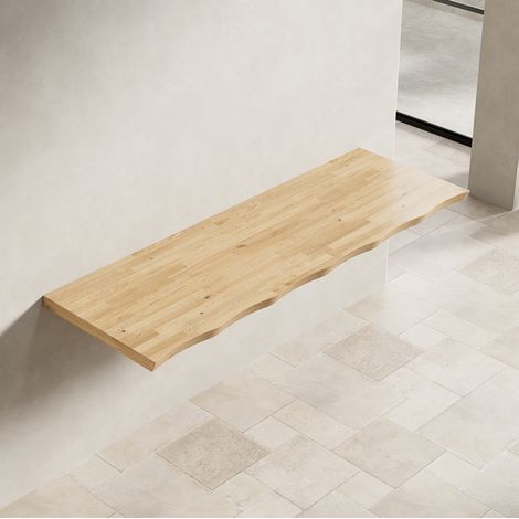 Encimera 140x48,5x3,8 cm de madera natural, modular para baño FloraGrace (1/5)