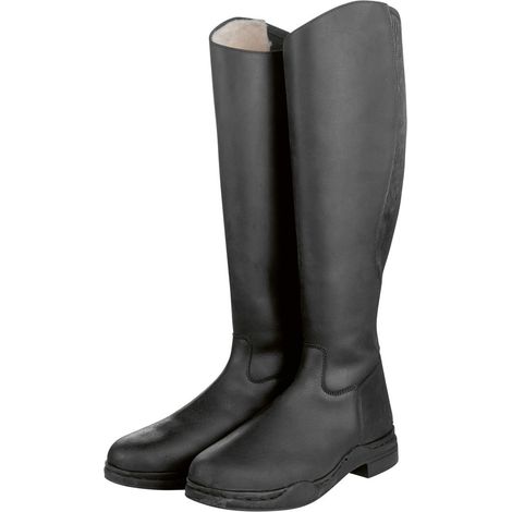 40, Schwarz 9100: Damen und Herren Country Winter Modell Fettlederstiefel mit Plüschfutter (1/3)