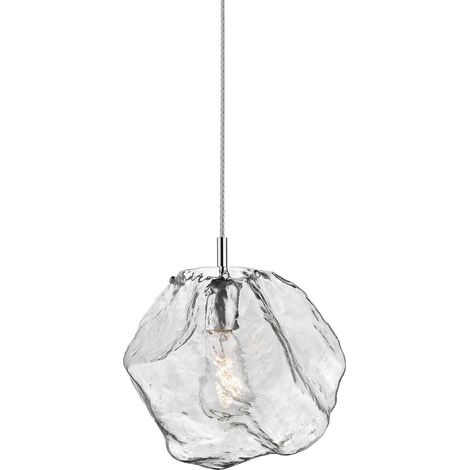 Zumaline ROCK Pendel-Deckenleuchte, Chrom, Glas, 1x E27