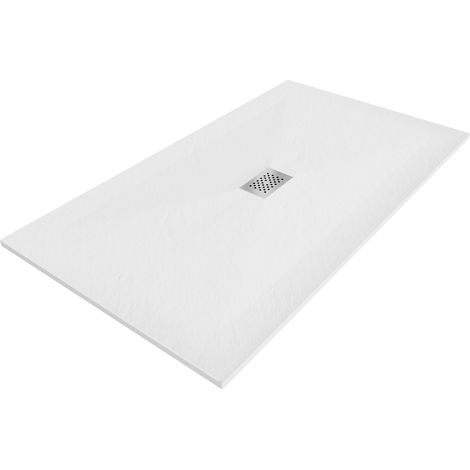 Mexen Hugo plato de ducha rectangular SMC 160 x 100 cm, blanco, cubierta de inox - 42101016-X (1/5)