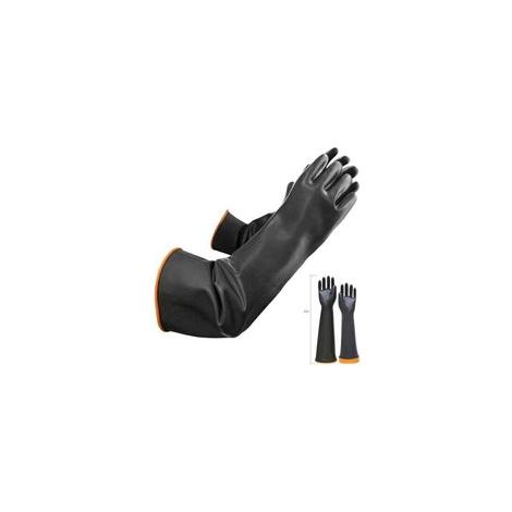 Paire de gants résistants aux produits chimiques - Longs en caoutchouc - Sécurité en latex imperméable - Résistants à l'acide fort, aux alcalins et à l'huile - Antidérapants (1/4)