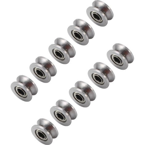 Lot de 10 poulies de guidage à billes à gorge en U U624ZZ pour système de mouvement linéaire sur rail, 4 x 13 x 7 mm (1/5)