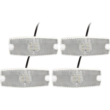 4 Pcs Feux de Gabarit LED pour Remorque 12V 24V Feux de Position Latéraux Camion avec Réflecteur, Homologué E-Mark, Imperméable, Incluses 8 Vis Montage, Tapis éponge - Blanc (1/5)