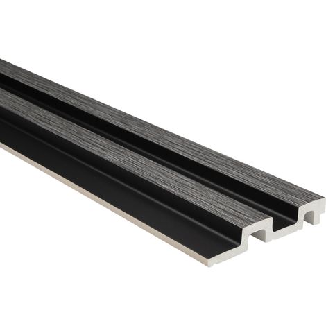 Lamellenwand 2 Meter Paneele HDPS Akustikpaneele Wandverkleidung Holz Optik: 6 Paneele (1.35m²), Dunkelgrau