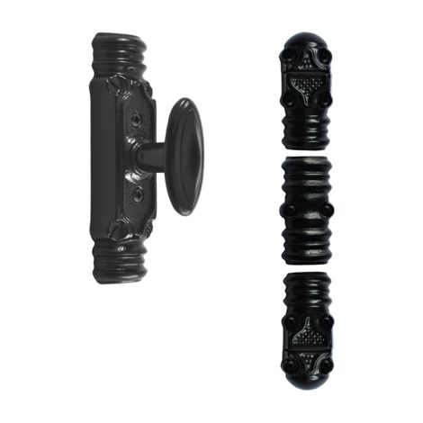 Falsche Treibriegelstange ROLLINGER rustikal schwarz - Knopf n°6 - Für Stange 16 x 8 - CRD168BT6BV