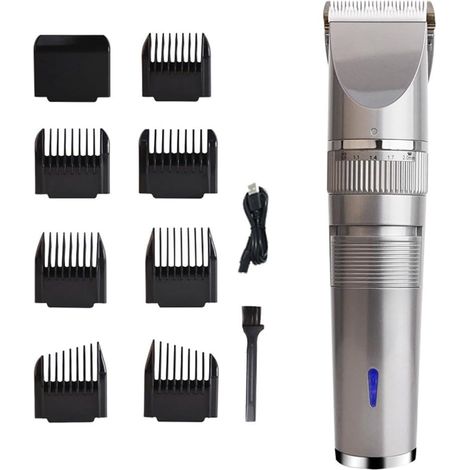 1 ensemble de tondeuses à cheveux rechargeables par USB pour homme avec lame en céramique ABS + PC (1/5)
