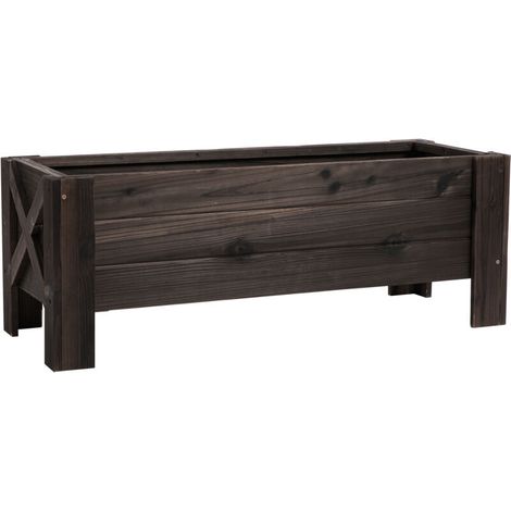 Outsunny Jardinière sur Pieds bac à Fleurs dim. 100L x 36l x 36H cm Inserts d'irrigation Inclus Bois Massif Sapin traité (1/5)