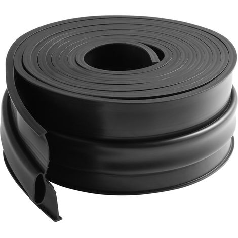 Seuil bas de porte garage kit joint U et O PVC universel 4.88m avec bande adhesive seuil etanche noir (1/5)