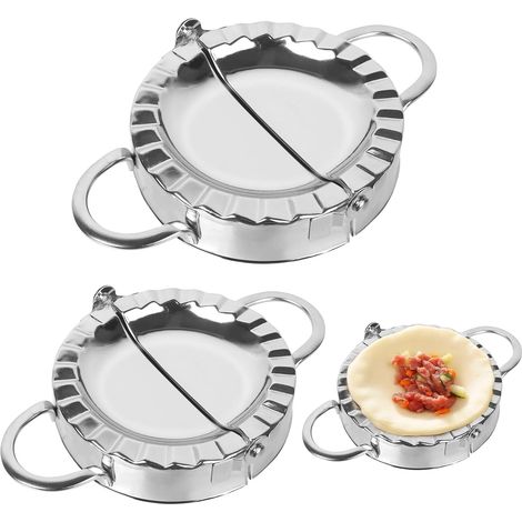 2 items Dumpling Maker Vlees Pie Cutter Rvs Empanada Press Meatpie Deeg Cutter Knoedel Druk Dumpling Maker Machine (Klein formaat: 12,2 × 8 cm, Groot formaat: 13,8 × 9 cm) (1/4)