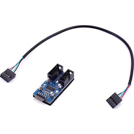 Câble d'extension USB 2.0 à 9 broches pour cartes mères, convertisseur HUB 9 broches vers double 9 broches pour carte mère de bureau. (1/5)