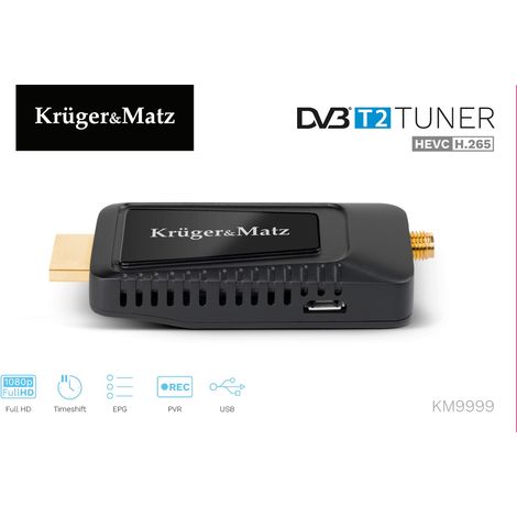 Tuner DVB-T2 KrugerMatz Décodeur H.265 HEVC pour HDMI (1/6)