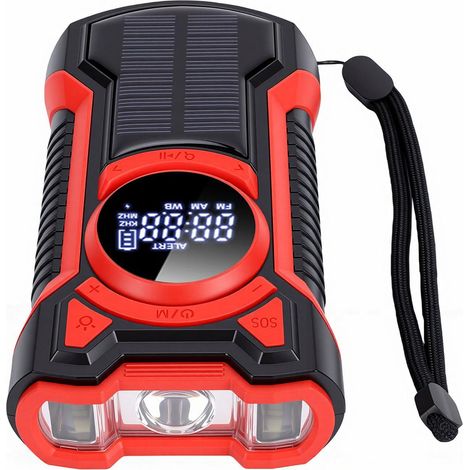 Radio Météo d'urgence, 5000 MAh, Manivelle Solaire NOAA AM FM WB (1/5)