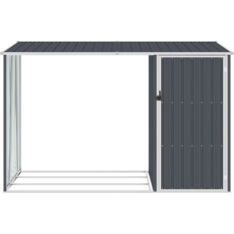 Abri à bûches extérieur anthracite 245x98x159 cm – Acier galvanisé – Protection contre intempéries – Assemblage requis – Inlife (1/5)
