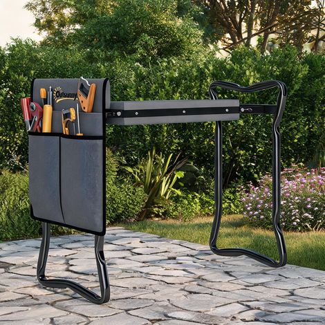 Banc de jardin pliable en acier avec coussin de genoux et sac à (1/5)