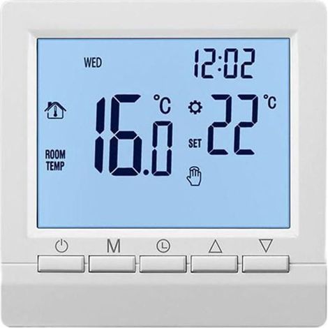 – Thermostat intelligent mural pour chaudière à eau – Alimentation par 2 piles 5V – Affichage numérique LCD – Fonction antigel et verrouillage enfant (1/4)