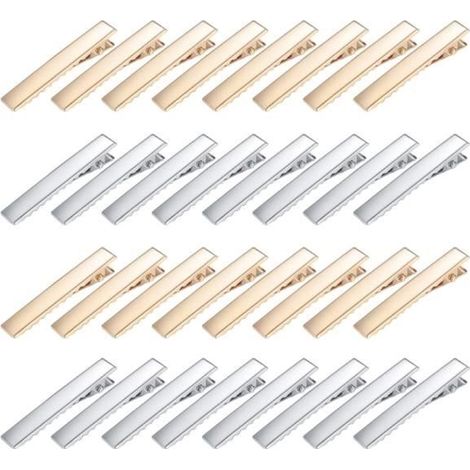 160 Pièces Pinces Crocodiles Cheveux, Métal Alligator Barrette, Pinces Barrette à Cheveux Dents pour Femmes Filles,- Argent/Or (1/4)