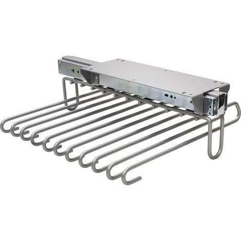 Porte pantalons coulissant - Décor : Gris aluminium - Hauteur : 138 mm - Largeur : 351 mm - Matériau : Acier - Profondeur : 455 mm - VIBO (1/5)