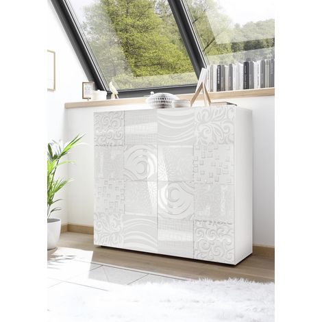 Buffet haut moderne laqué blanc brillant Orlane (1/5)