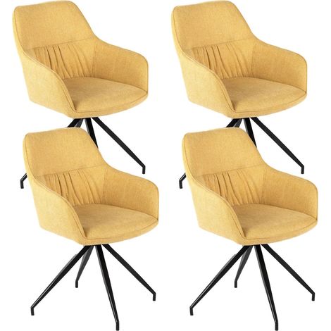 Set 4 Sedie 56x56xH87 cm in Tessuto Gaia Giallo (1/5)