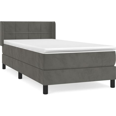 Maison Exclusive - Giroletto a Molle con Materasso Grigio Scuro 80x200 cm Velluto (1/5)