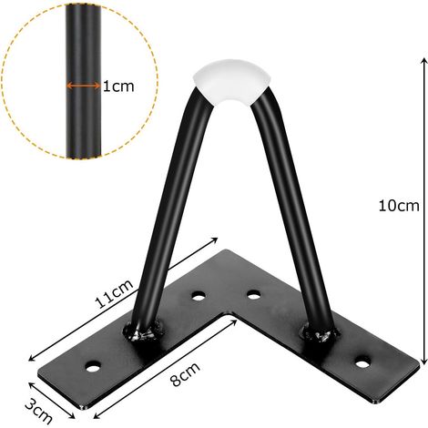 ASelected Lot de 4 pieds en épingle à cheveux en métal, robustes, avec vis, protection de sol et embouts en caoutchouc pour armoire, table de chevet, banc de café, 10 cm (4 pouces), noir (1/4)
