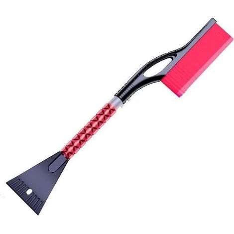 Grattoir à neige et glace, brosse, pelle, pour enlever la neige et la glace du pare-brise de voiture ou de véhicule. Nettoyage et grattage du pare-brise rouge (1/5)