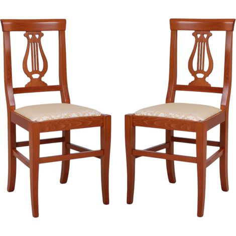 Sedia in legno massello Ciliegio con seduta imbottita LIRA SET 2 pezzi (1/5)